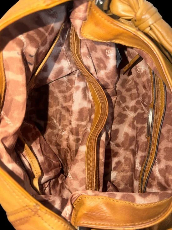 VTG B Makowsky Hobo Tan Leather Silver Nickel Accented Slouchy Shoulder Bag Boho - Picture 8 of 9